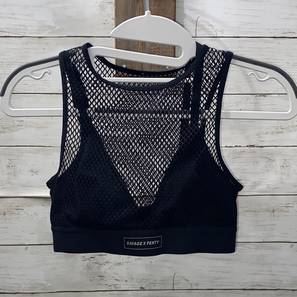 Savage X Fenty‎ Pin Up Black Mesh Sports Bra